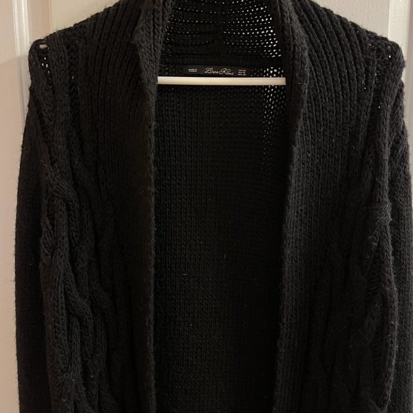 Zara Long Black Wool & Alpaca Cardigan Sweater - Picture 2 of 5